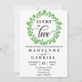 Lucky in Love Wedding St. Patrick's Day Clover Kaart (Voorkant)
