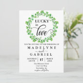 Lucky in Love Wedding St. Patrick's Day Clover Kaart (Staand voorkant)