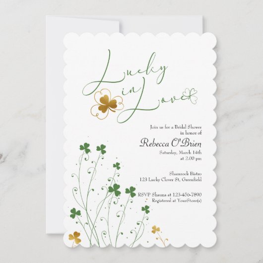 Lucky in Love Wildflower Shamrocks Vrijgezellenfee Kaart (Voorkant)