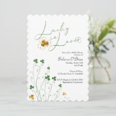 Lucky in Love Wildflower Shamrocks Vrijgezellenfee Kaart (Staand voorkant)