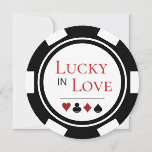 Lucky In Love Zwart Wit Poker Chip Vegas Bruiloft Kaart