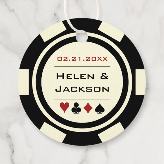 Lucky In Love Zwart Wit Vegas Bruiloft Bedankjes Labels (Achterkant)