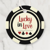 Lucky In Love Zwart Wit Vegas Bruiloft Bedankjes Labels (Voorkant)