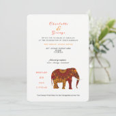 Lucky Indian Elephant Elegant Lace Wedding Invite Kaart (Staand voorkant)