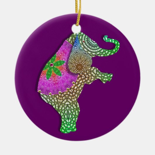 Lucky Indian Elephant in Rainbow Colors Keramisch Ornament (Voorkant)