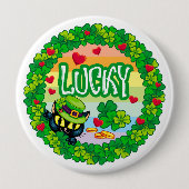Lucky Irish Cat! Ronde Button 4,0 Cm (Voorkant)