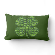 Lucky Irish Clover Dark Green Lumbar Pillow