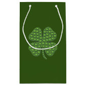 Lucky Irish Clover Donkergroen Kleine Gift Bag Klein Cadeauzakje (Achterkant)