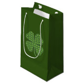Lucky Irish Clover Donkergroen Kleine Gift Bag Klein Cadeauzakje (Voorkant Gekanteld)