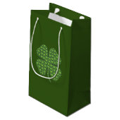 Lucky Irish Clover Donkergroen Kleine Gift Bag Klein Cadeauzakje (Achterkant Gekanteld)