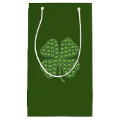 Lucky Irish Clover Donkergroen Kleine Gift Bag Klein Cadeauzakje (Voorkant)