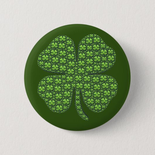Lucky Irish Clover Donkergroen Ronde Button 5,7 Cm (Voorkant)