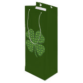 Lucky Irish Clover Donkergroene Wijn Gift Bag Cadeautas (Achterkant Gekanteld)
