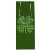 Lucky Irish Clover Donkergroene Wijn Gift Bag Cadeautas (Achterkant)