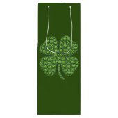 Lucky Irish Clover Donkergroene Wijn Gift Bag Cadeautas (Voorkant)