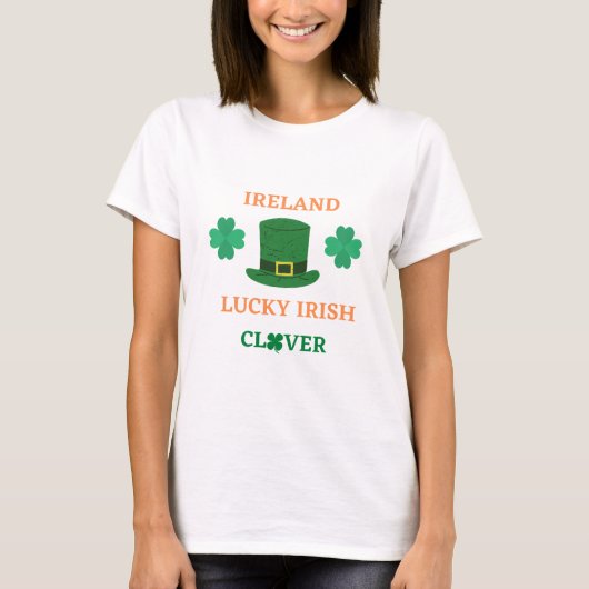 Lucky Irish clover Ireland T-Shirt (Voorkant)