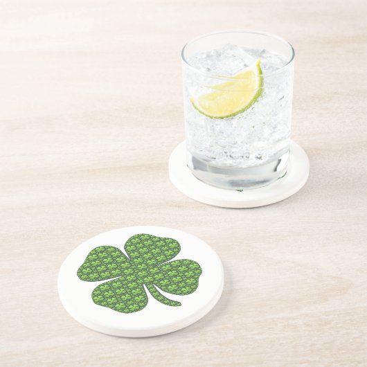 Lucky Irish Clover Sandstone Onderzetter (Zijkant)