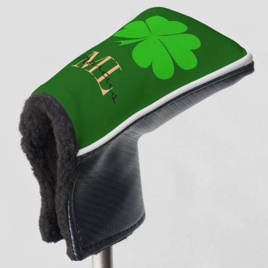 Lucky Irish Clover & Shamrock Golf monogramed Golfheadcover (3/4 voorkant)