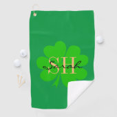 Lucky Irish Clover & Shamrock monogrammed / Golf Golfhanddoek (Insitu)