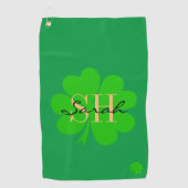 Lucky Irish Clover & Shamrock monogrammed / Golf Golfhanddoek (Voorkant)
