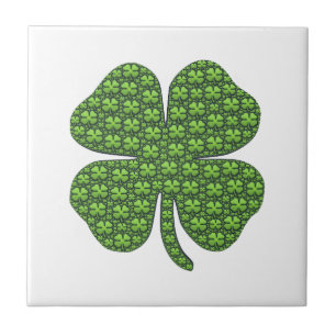 Lucky Irish Clover White Tegeltje