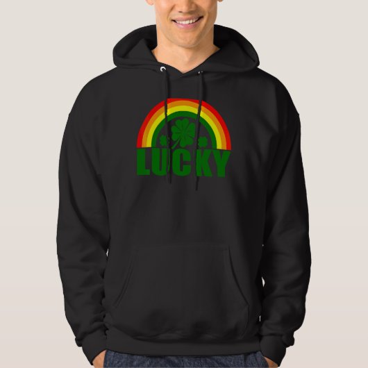 Lucky Irish Four Leaf C St Patrick's Day Rainbow Hoodie (Voorkant)