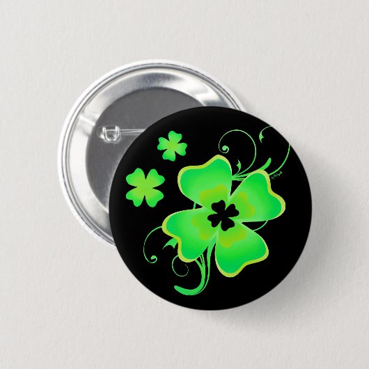 Lucky Irish Four Leaf Clover Button (Voorkant /achterkant)