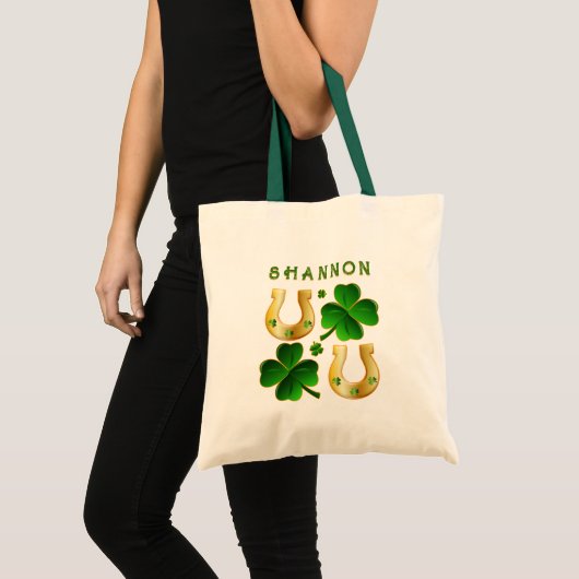 Lucky Irish Four-leaf Clover Hoefijzer Tote Bag (Voorkant (product))