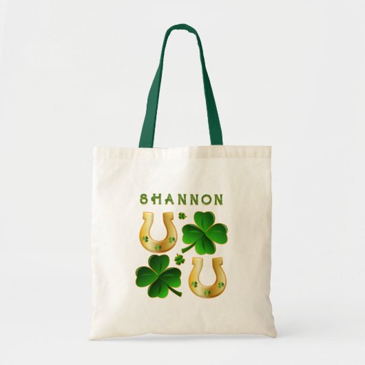 Lucky Irish Four-leaf Clover Hoefijzer Tote Bag (Voorkant)