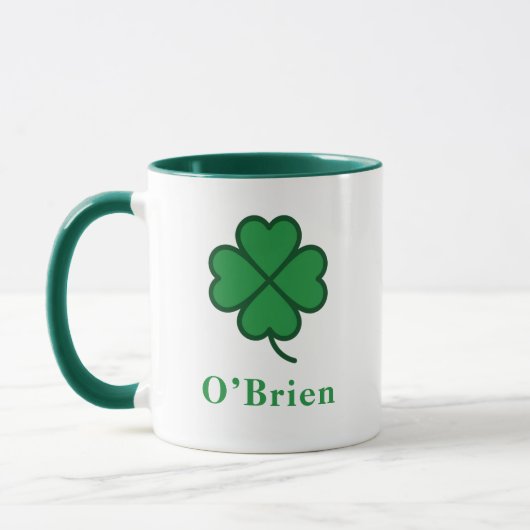 Lucky Irish Green Clover Personalized Coffee Mug Mok (Links)