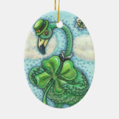 LUCKY IRISH GREEN FLAMINGO ORNAMENT Oval (Achterkant)