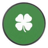 Lucky Irish Green Four Leaf Clover Modern Eenvoudi Hockey Puck (Voorkant)