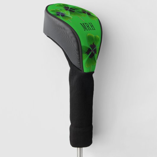 Lucky Irish Green Monogram Initialen Gepersonalise Golfheadcover (Schuin)