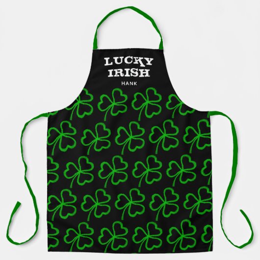 Lucky Irish Green Shamrock Pattern Black Monogram Schort (Voorkant)