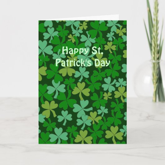 Lucky Irish Green Shamrocks Custom Kaart (Voorkant)