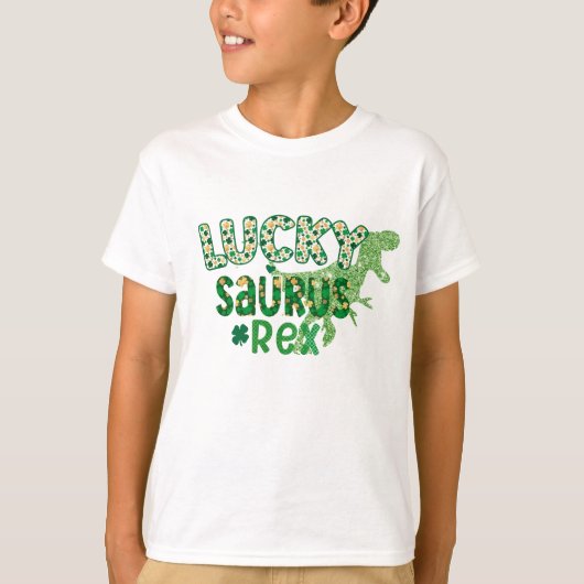 Lucky Irish Kinder Saurus Rex T-shirt, dinosaurus T-shirt (Voorkant)