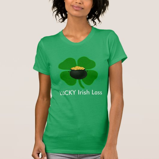 Lucky Irish Lass St Patrick's Day T-Shirt (Voorkant)