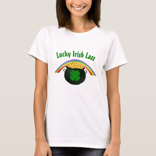 Lucky Irish Lass St Patrick's Day T-shirt (Voorkant)