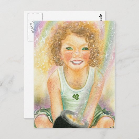 Lucky Irish Leprachaun Briefkaart (Voorkant / Achterkant)