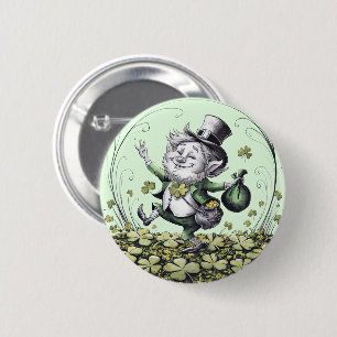 Lucky Irish Leprechaun Ronde Button 5,7 Cm