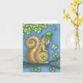 LUCKY IRISH LEPRECHAUN SQUIRREL NOTE KAART leeg (Gele Bloem)