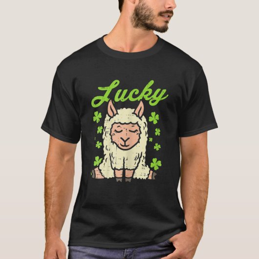 Lucky Irish Llama Shamrock St Patrick Day Animal G T-shirt (Voorkant)