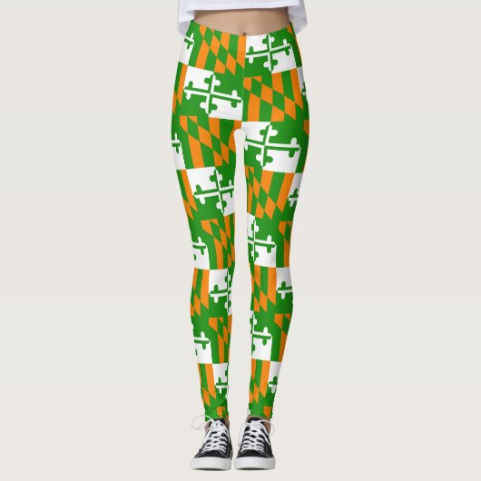 Lucky Irish Maryland Flag Leggings Yoga Pants (Voorkant)