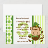 Lucky Irish Monkey Birthday Invitation Kaart (Voorkant / Achterkant)
