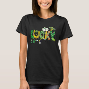 Lucky Irish Nurse Stethoscope Scrub St Patricks Da T-shirt