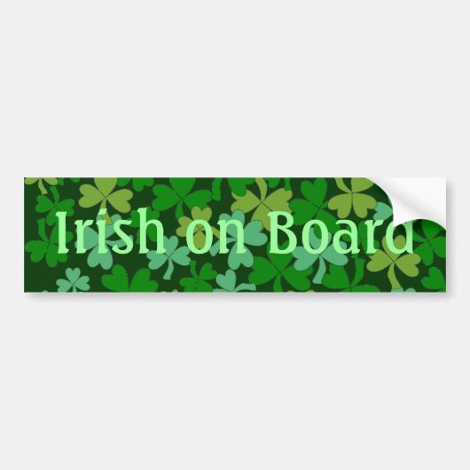 Lucky Irish on board Green Shamrocks Custom Bumpersticker (Voorkant)
