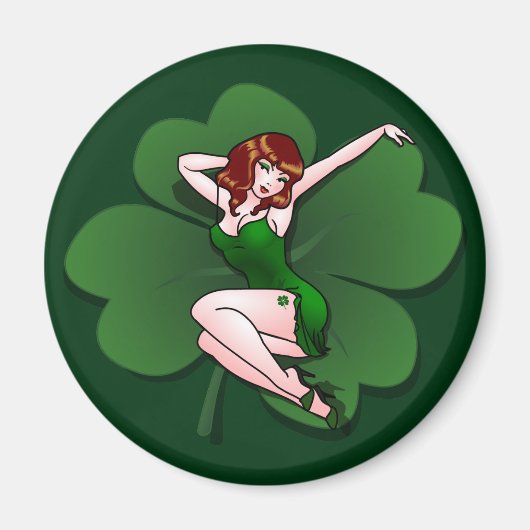 Lucky Irish Pin Up Meisje Koelkast Magnet Lucky Gi (Voorkant)