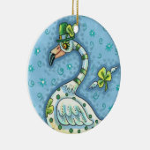 LUCKY IRISH POLKA DOT FLAMINGO, FUNNY BIRD 2021 KERAMISCH ORNAMENT (Rechts)