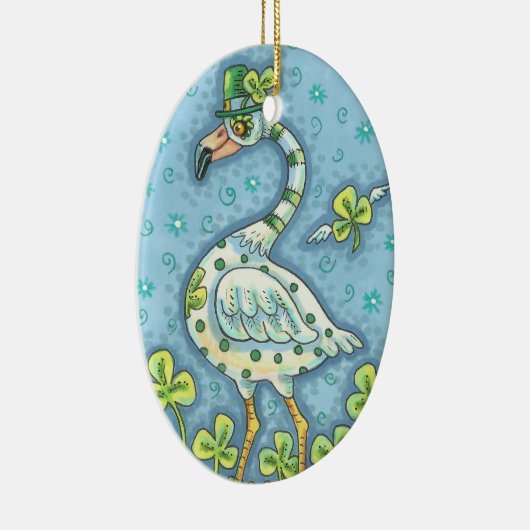 LUCKY IRISH POLKA DOT FLAMINGO ORNAMENT Oval (Rechts)