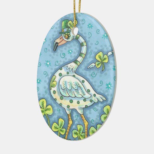 LUCKY IRISH POLKA DOT FLAMINGO ORNAMENT Oval (Links)